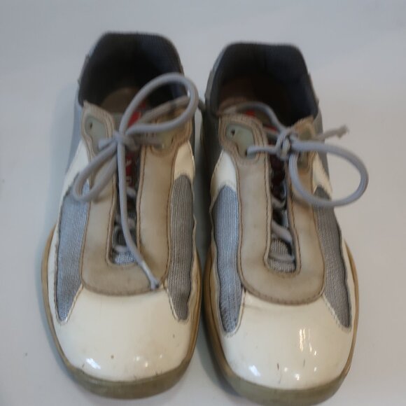 Prada 3163 Americas Cup Mixed Media Leather Low Top Lace-Up Sneaker 37.5 US/7.5 - Picture 10 of 16